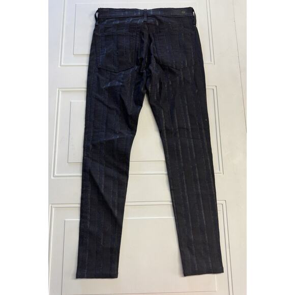 AG Adiano Goldschmied Farrah Skinny Ankle Jean 27R Black Blue Metallic Striped - Picture 5 of 8